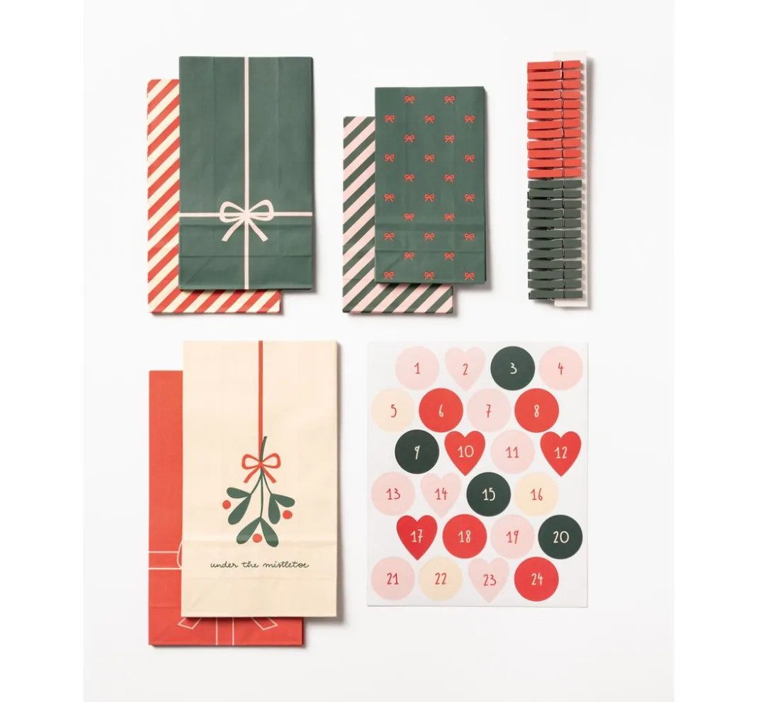folia Tüten & Anhänger|Tüten & Anhänger>Adventskalender-Set "Bowtiful Christmas"