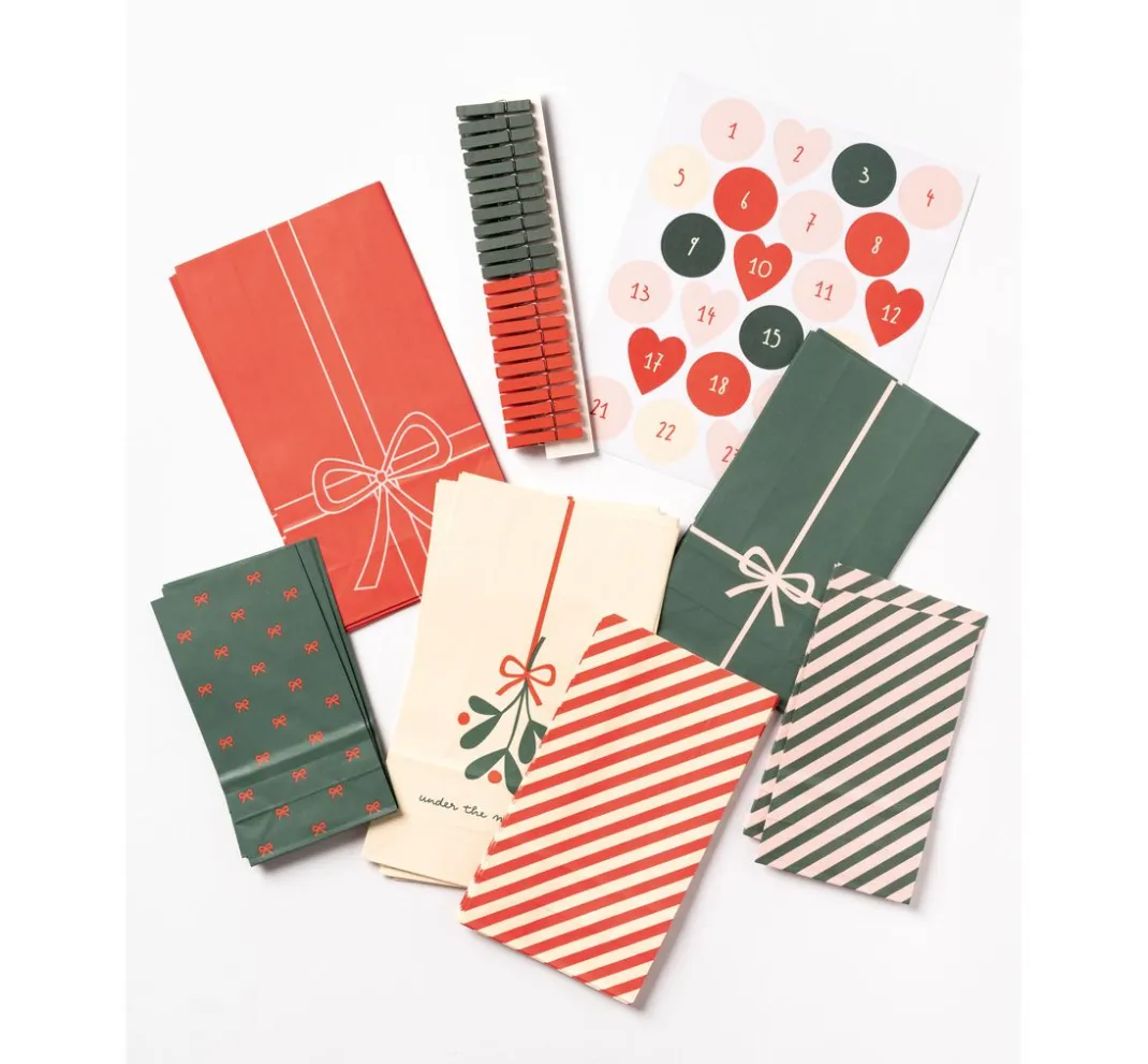 folia Tüten & Anhänger|Tüten & Anhänger>Adventskalender-Set "Bowtiful Christmas"