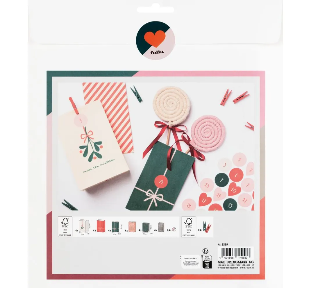 folia Tüten & Anhänger|Tüten & Anhänger>Adventskalender-Set "Bowtiful Christmas"