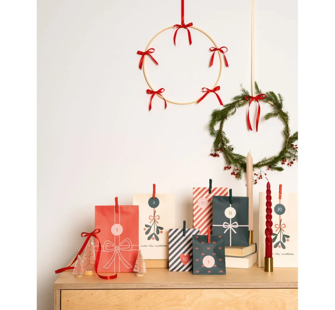 folia Tüten & Anhänger|Tüten & Anhänger>Adventskalender-Set "Bowtiful Christmas"