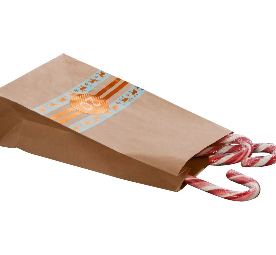 folia Tüten & Anhänger|Adventskalender>Adventskalender-Set "Kraftpapier", lebensmittelechte Papiertüten