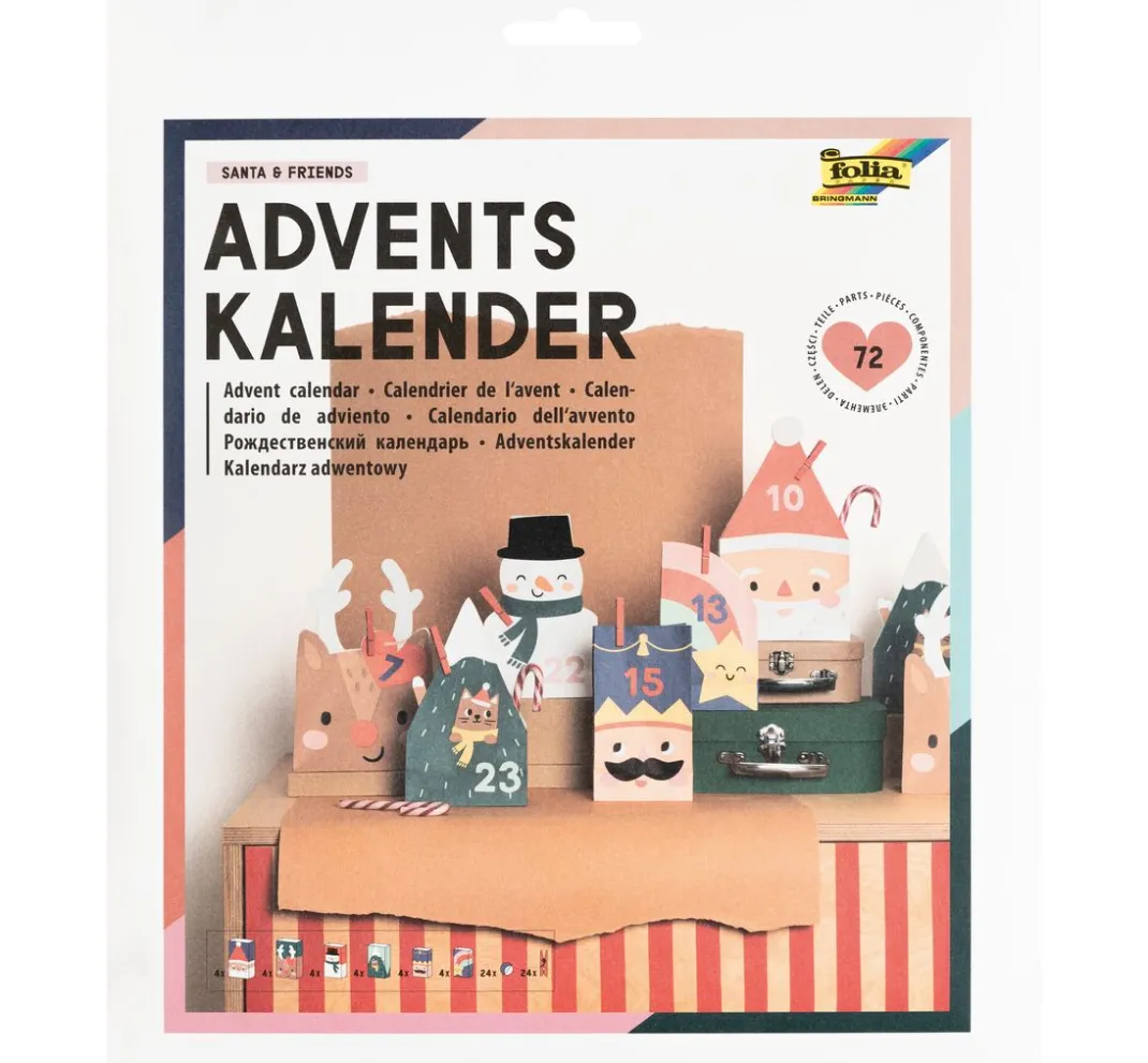 folia Tüten & Anhänger|Tüten & Anhänger>Adventskalender-Set "Santa & Friends"