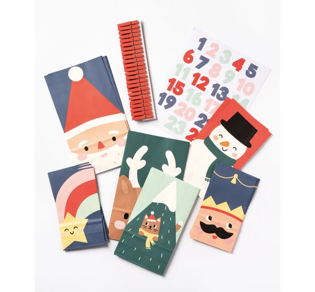 folia Tüten & Anhänger|Tüten & Anhänger>Adventskalender-Set "Santa & Friends"