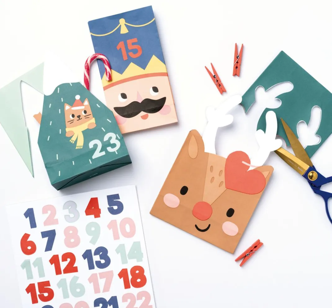 folia Tüten & Anhänger|Tüten & Anhänger>Adventskalender-Set "Santa & Friends"