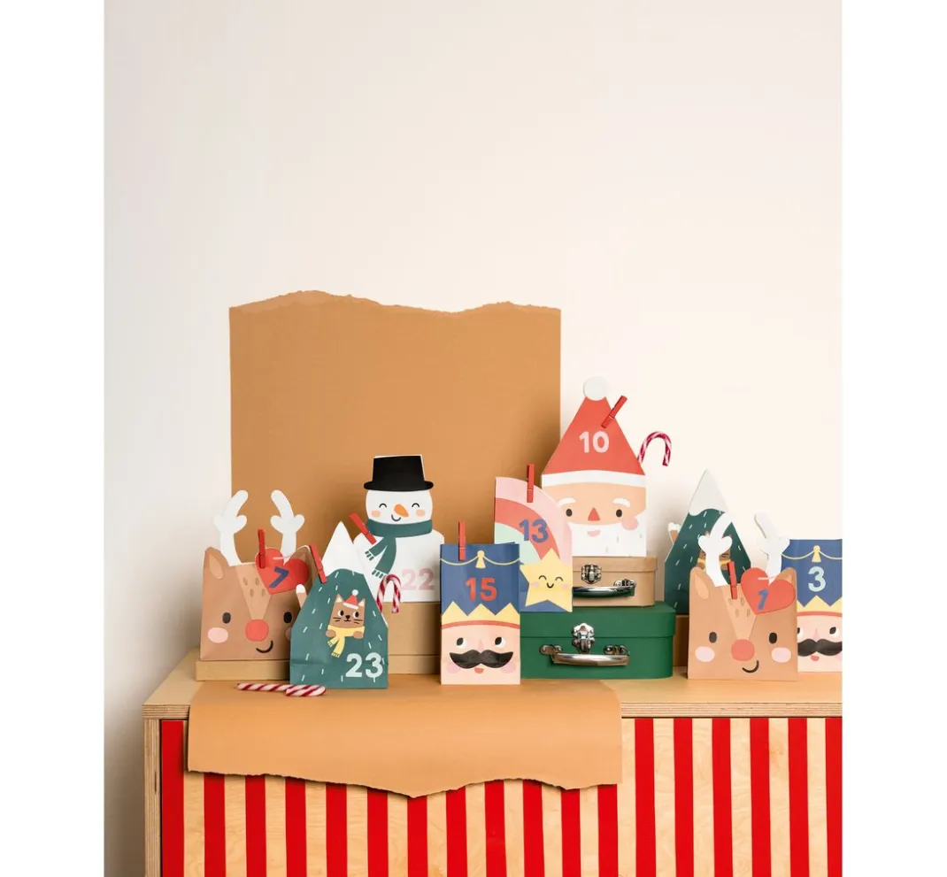 folia Tüten & Anhänger|Tüten & Anhänger>Adventskalender-Set "Santa & Friends"