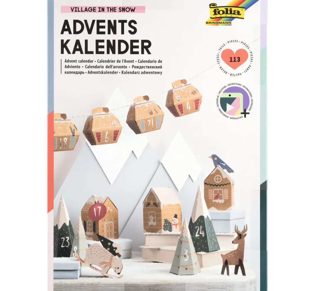 folia Tüten & Anhänger|Tüten & Anhänger>Adventskalender-Set "Snow Village"