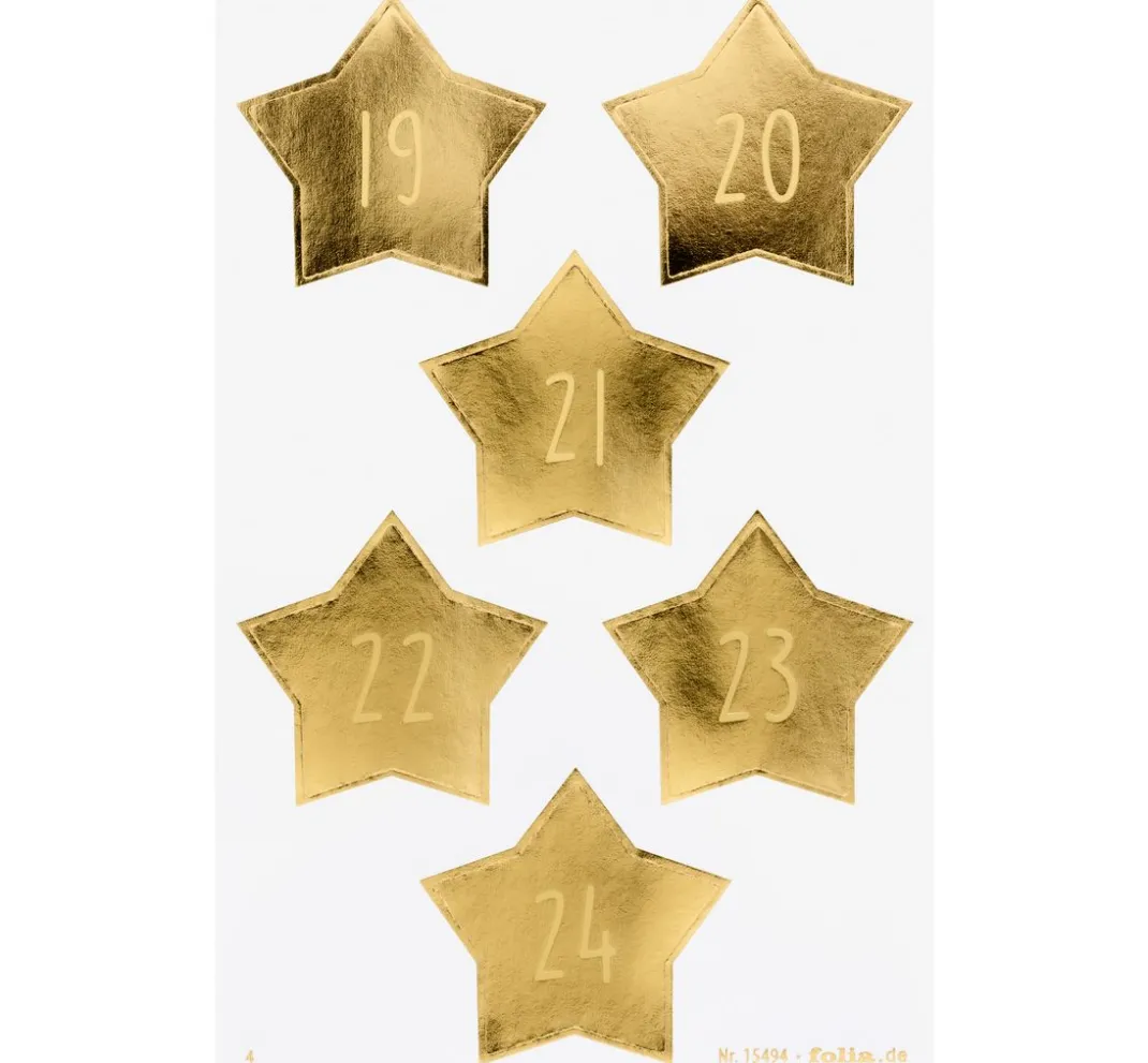 folia Sticker & Klebebänder|Kartengestaltung>Adventskalendersticker "Stars Gold"