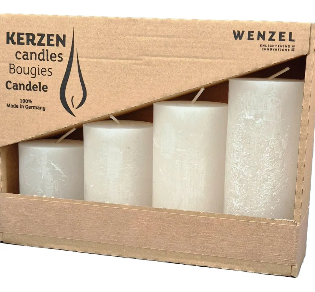 Wenzel Kerzen Gestalten>Adventskerzen "Rustic", abgestuft, 4er-Set