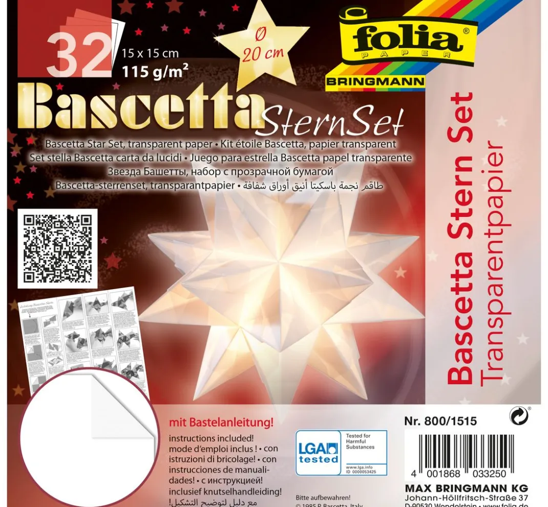 folia Papier-Bastelsets>Bascetta-Stern Set "Transparentpapier", Weiß