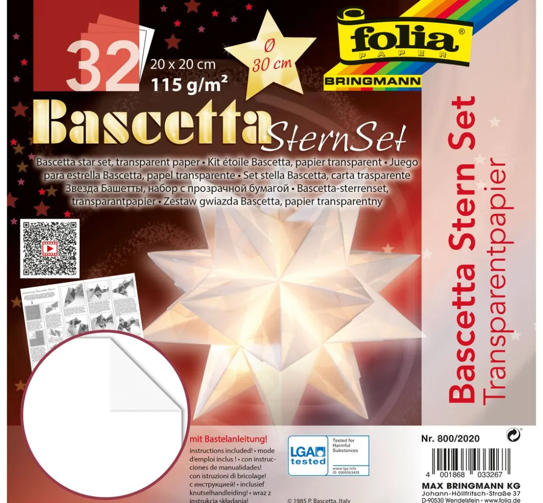 folia Papier-Bastelsets>Bascetta-Stern Set "Transparentpapier", Weiß