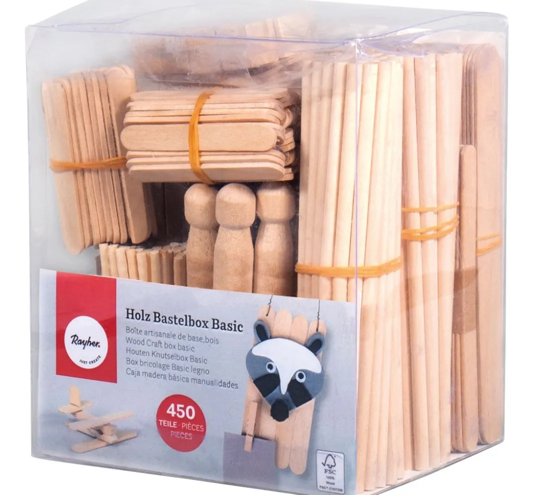 Kinder Rayher Deko-Bastelsets|Bastelzubehör>Basic-Bastelbox Holz