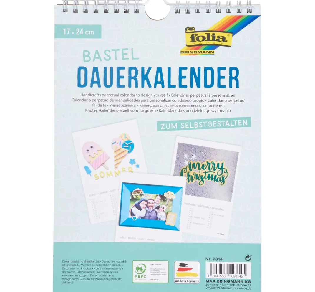 folia Kalender & Bullet Journal|Kalender>Bastel Dauerkalender, 17 x 24 cm