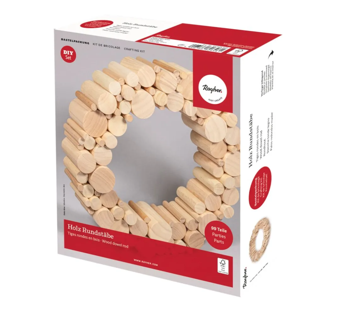 Kinder Rayher Deko-Bastelsets|Holz>Bastelpackung Holz "Rundstäbe"