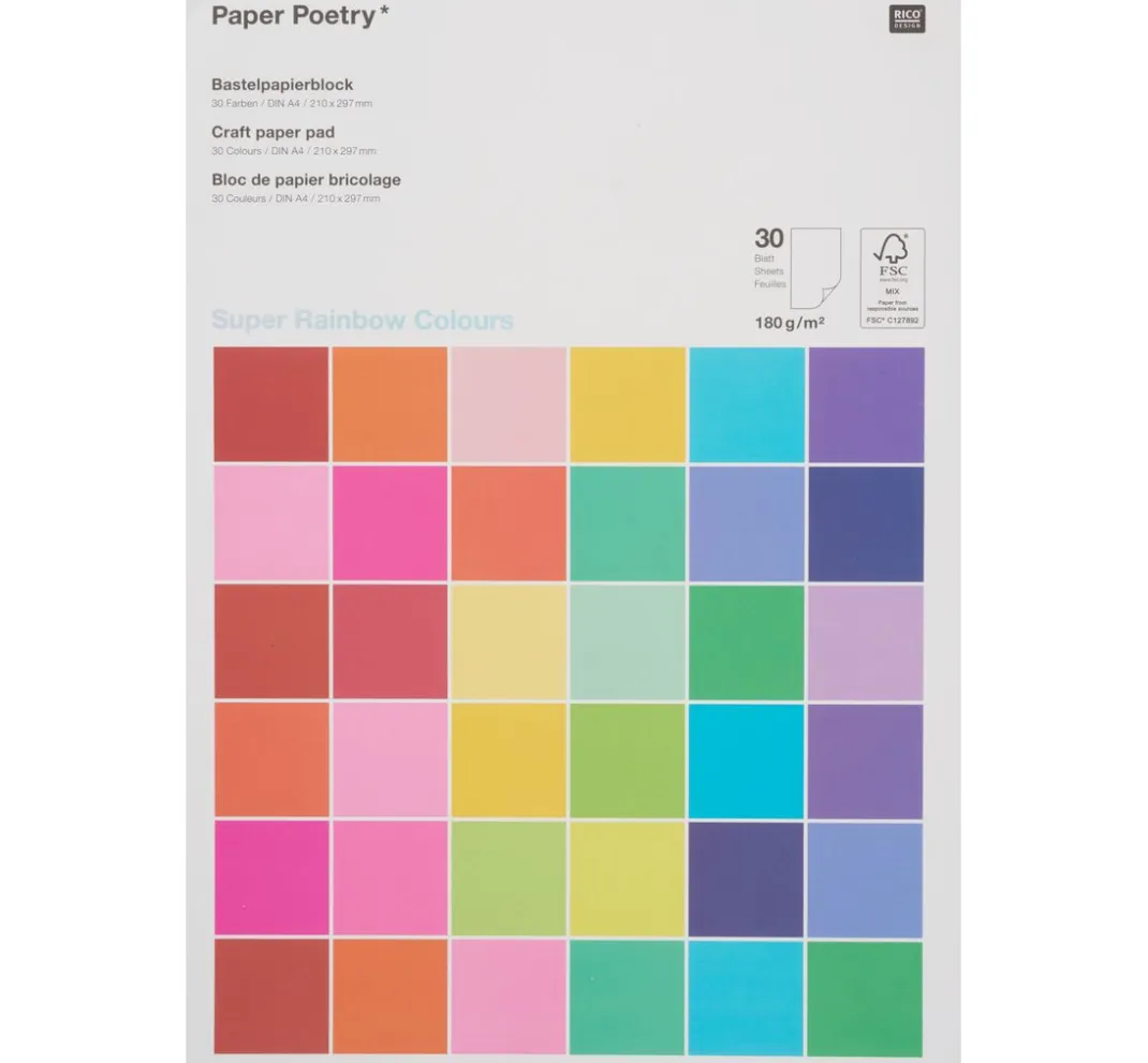 Rico Design Tonpapier & Fotokarton|Farb- & Motivblöcke>Bastelpapier-Block "Rainbow Colours"