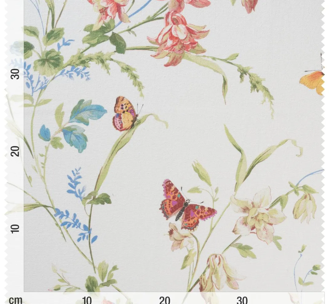 Globaltex Stoff Meterware|Baumwollstoff>Baumwoll-Stoff "Blumenwiese mit Schmetterlingen"
