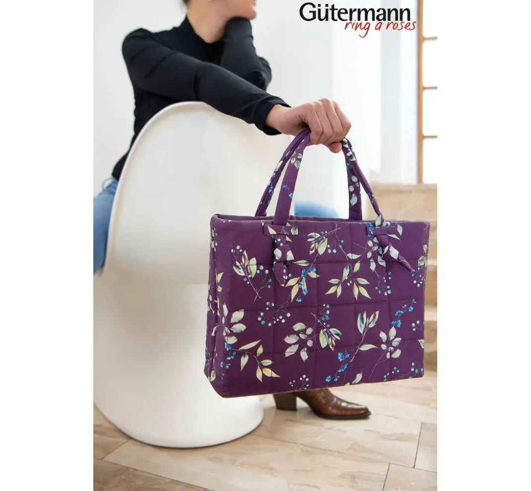 Gütermann creativ Patchwork|Stoff Meterware>Baumwoll-Stoff "Brilliant" Zweige-Aubergine
