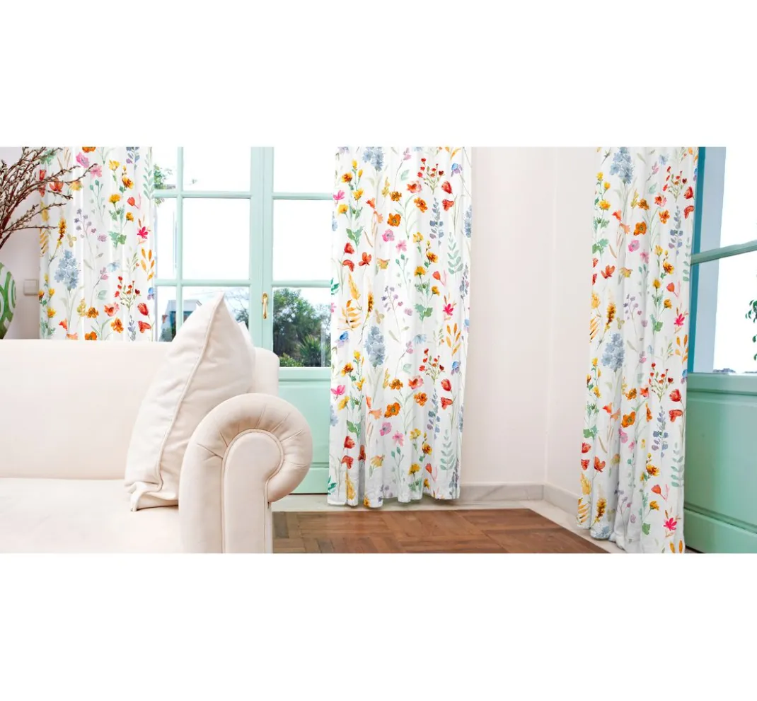 Globaltex Stoff Meterware|Baumwollstoff>Baumwoll-Stoff "Bunte Blumen"