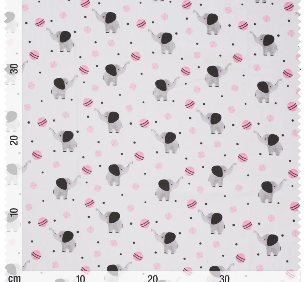Kinder Globaltex Kinderstoffe|Stoff Meterware>Baumwoll-Stoff "Elefant Lilo"