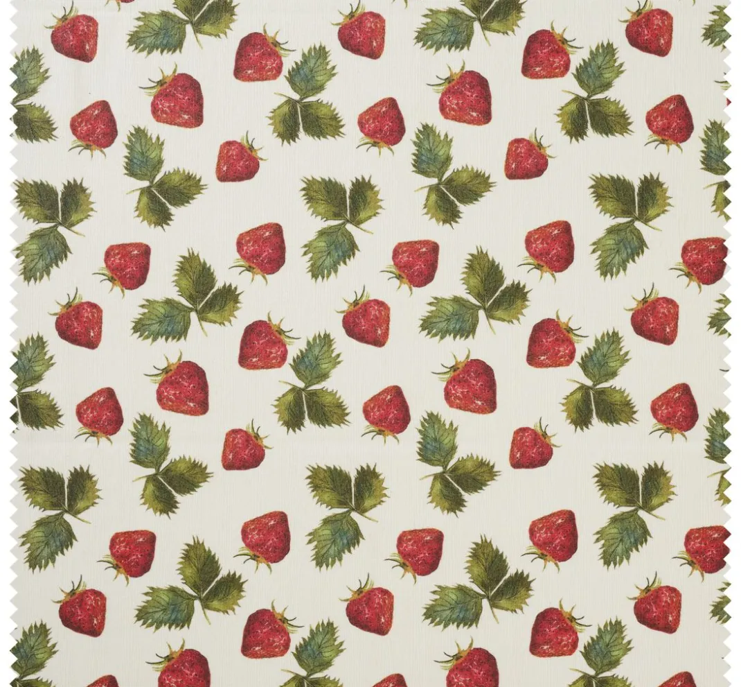 Globaltex Beschichteter Stoff|Stoff Meterware>Baumwoll-Stoff "Erdbeeren", Acryl beschichtet