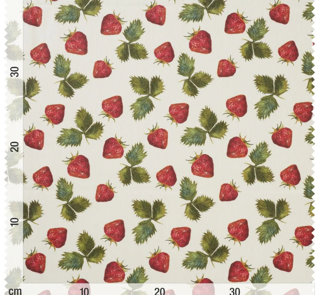 Globaltex Beschichteter Stoff|Stoff Meterware>Baumwoll-Stoff "Erdbeeren", Acryl beschichtet