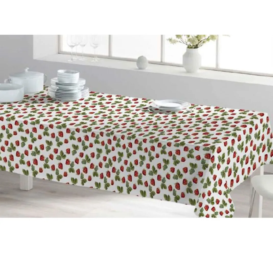 Globaltex Beschichteter Stoff|Stoff Meterware>Baumwoll-Stoff "Erdbeeren", Acryl beschichtet