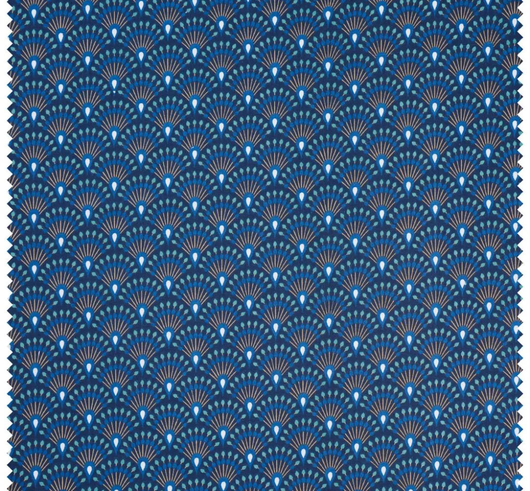 VBS Marktplatz Beschichteter Stoff|Stoff Meterware>Baumwoll-Stoff "Fächer Indigo" Acryl beschichtet