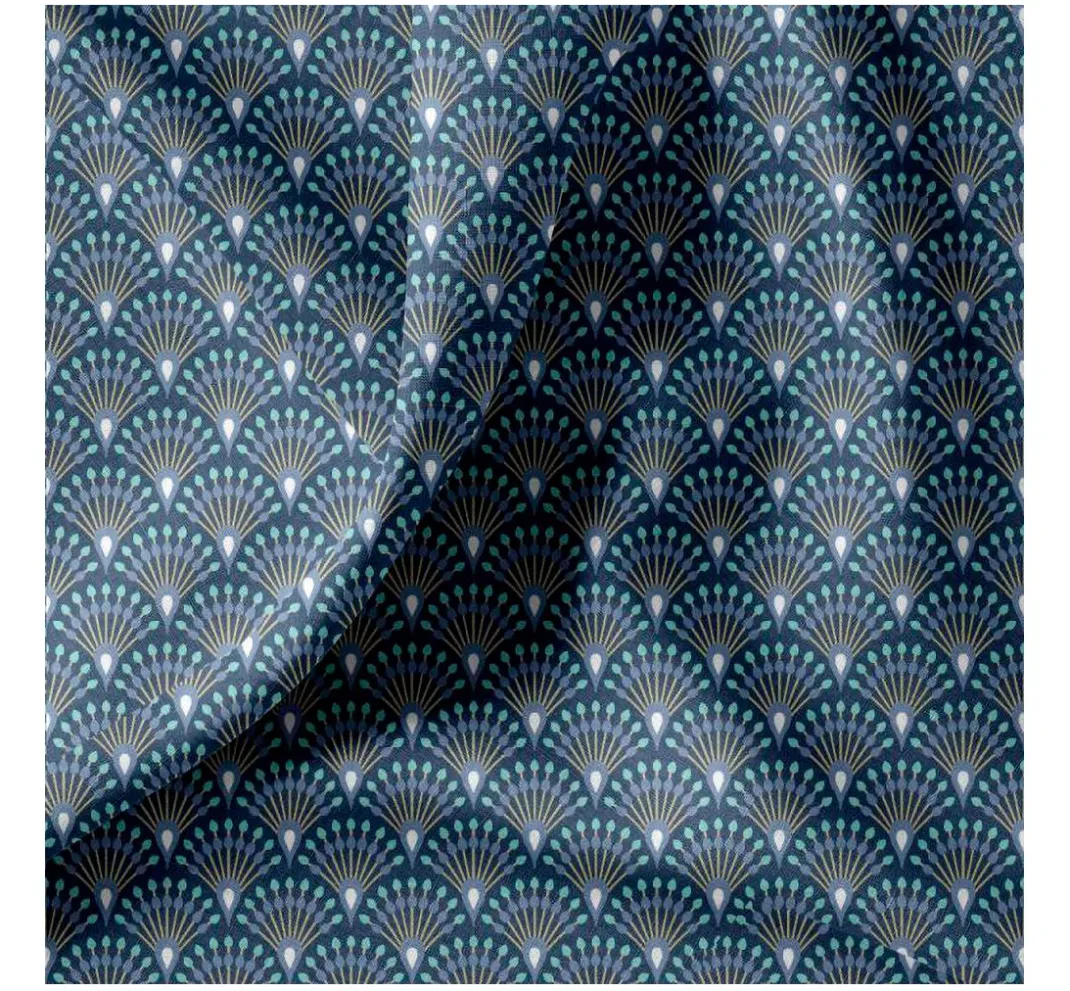 VBS Marktplatz Beschichteter Stoff|Stoff Meterware>Baumwoll-Stoff "Fächer Indigo" Acryl beschichtet