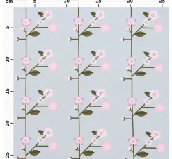 Rico Design Stoff Meterware|Baumwollstoff>Baumwoll-Stoff Popeline "Sakura Zweige Smoke Blue"