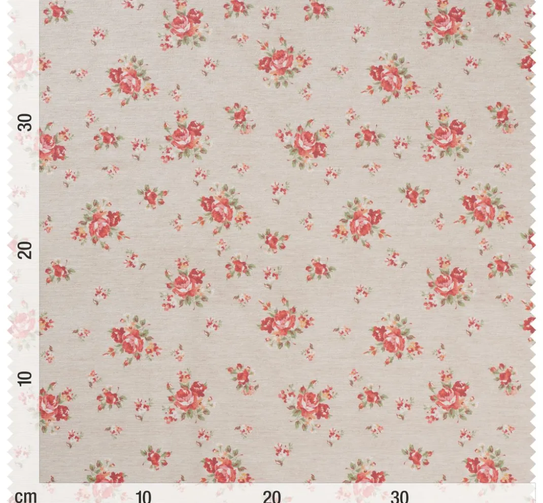 Globaltex Beschichteter Stoff|Stoff Meterware>Baumwoll-Stoff "Rosen", Acryl beschichtet