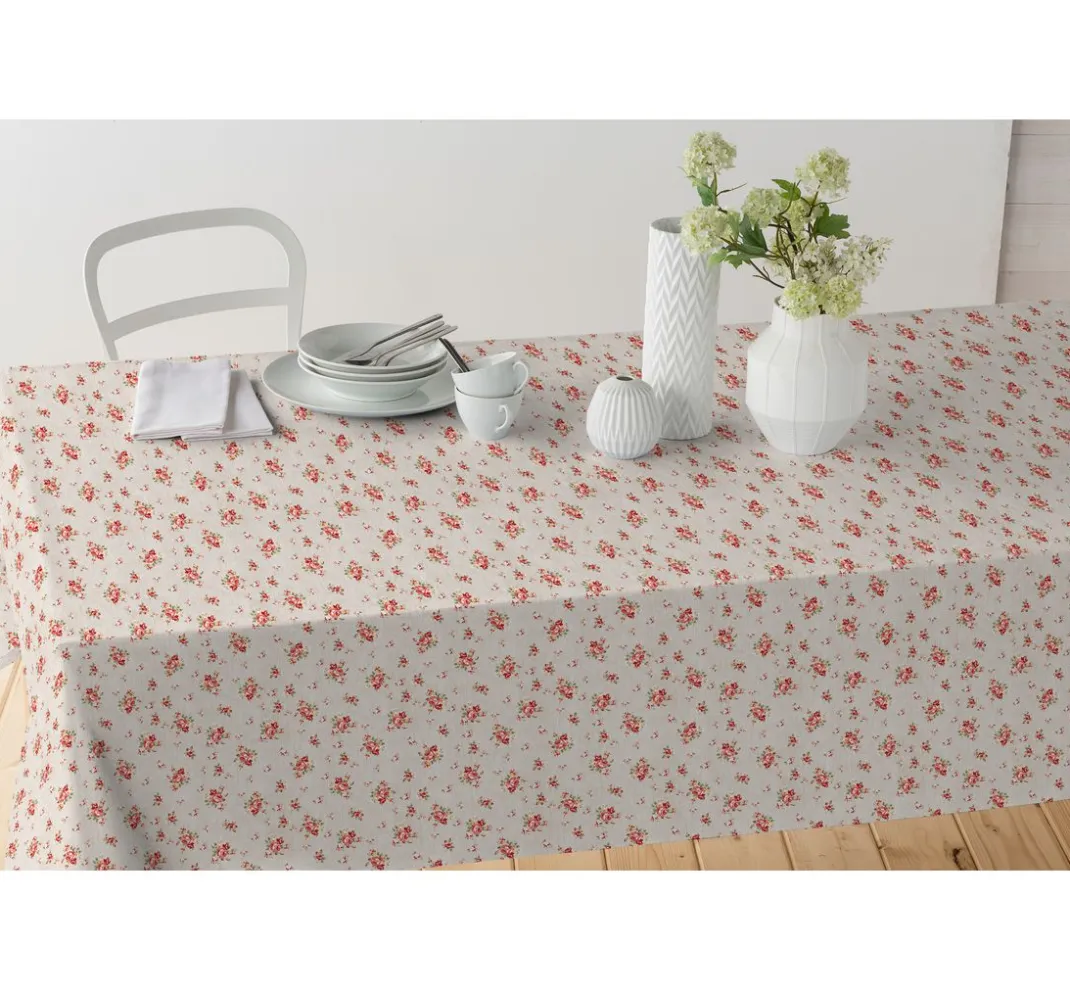 Globaltex Beschichteter Stoff|Stoff Meterware>Baumwoll-Stoff "Rosen", Acryl beschichtet
