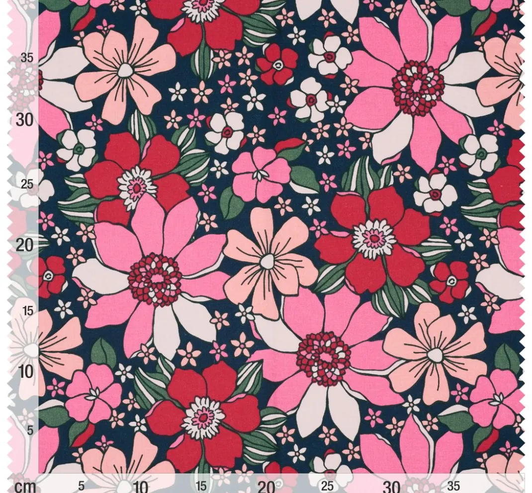 VBS Marktplatz Stoff Meterware|Baumwollstoff>Baumwoll-Stoff "Sommerblumen"