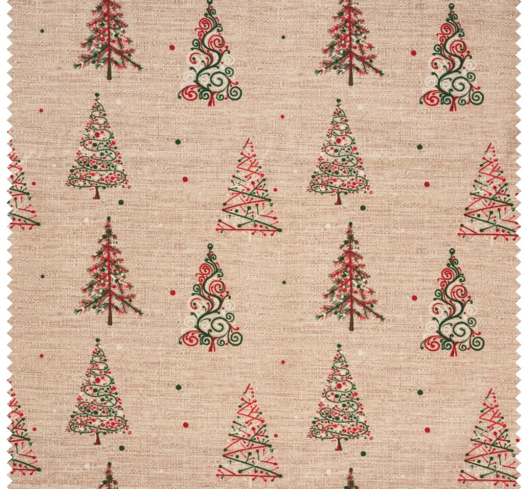 Globaltex Stoff Meterware|Weihnachtsstoffe>Baumwoll-Stoff "Weihnachtsbäume", Acryl beschichtet