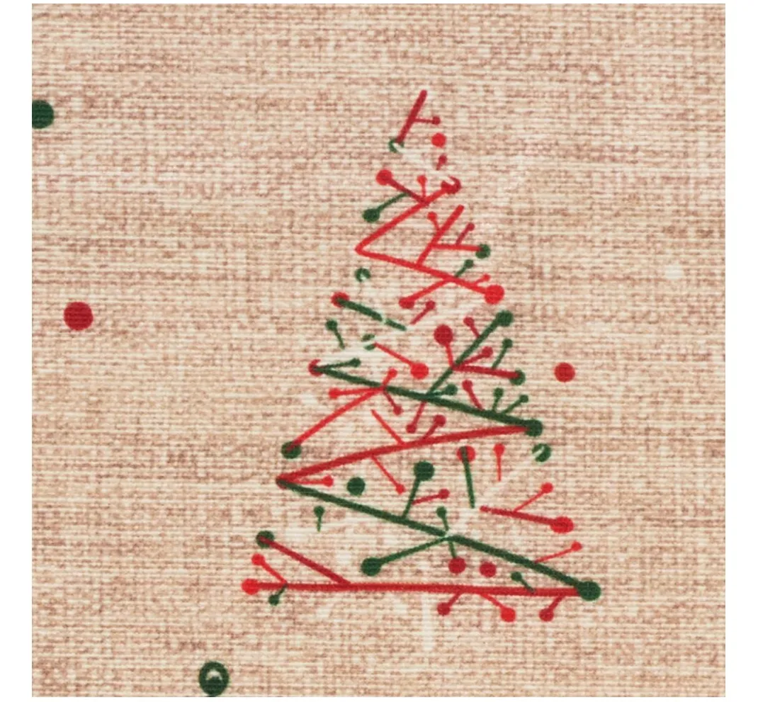 Globaltex Stoff Meterware|Weihnachtsstoffe>Baumwoll-Stoff "Weihnachtsbäume", Acryl beschichtet