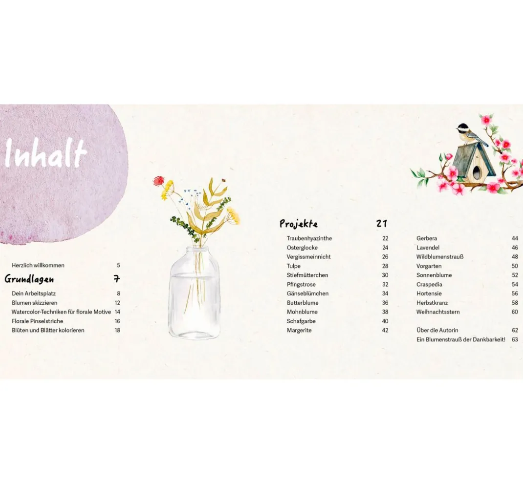 EMF Malbücher|Malvorlagen>Buch "Mini Watercolor – Blumen"