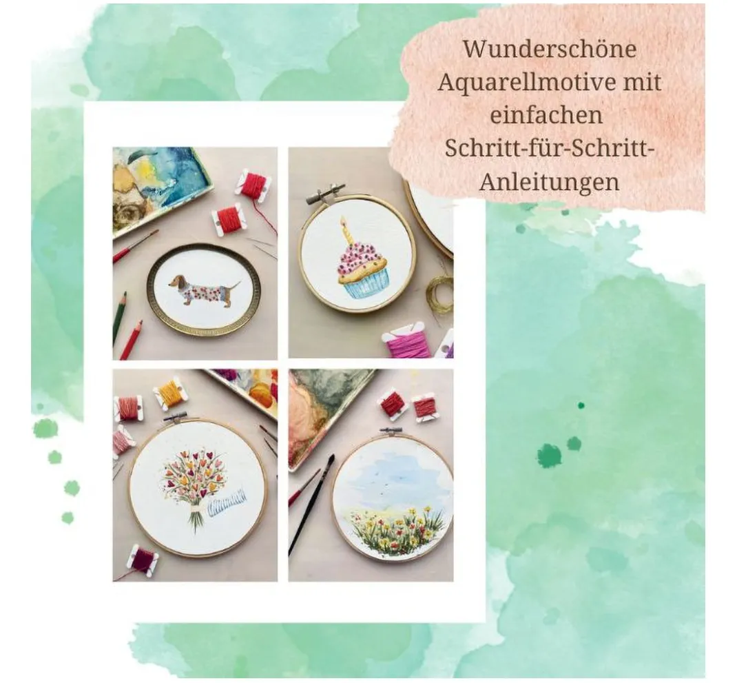 Topp Aquarell|Stickanleitungen>Buch "Wundervolle Watercolor Stickerei"