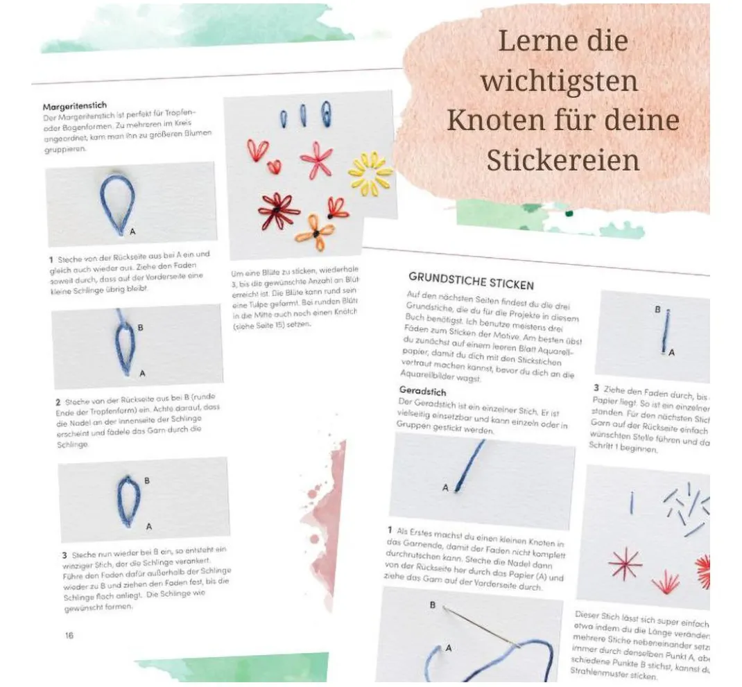 Topp Aquarell|Stickanleitungen>Buch "Wundervolle Watercolor Stickerei"