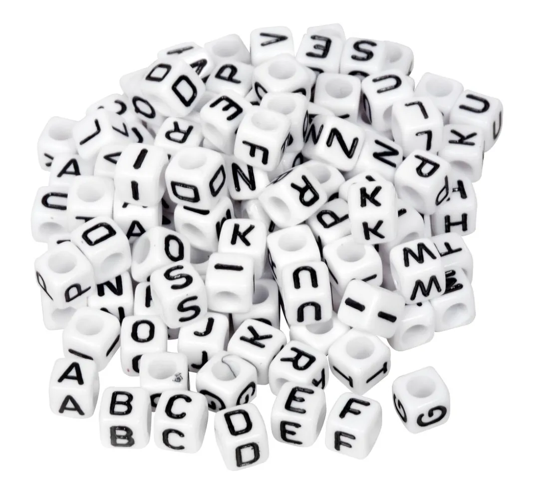 Kinder PRACHT Freundschaftsarmbänder|Perlenmix>Buchstabenperlen "Schwarz"