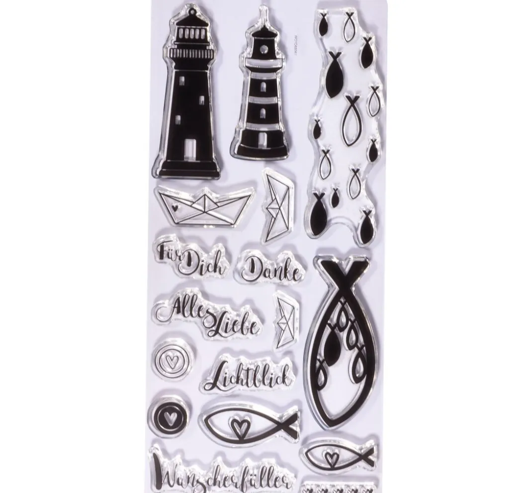 Rayher Kartengestaltung|Scrapbooking>Clear Stamps "Leuchtturm, Fische & Co"