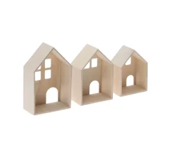 stafil Holz, Mdf & Pappmaché|Serviettentechnik>3D Holzhäuschen, 3er-Set