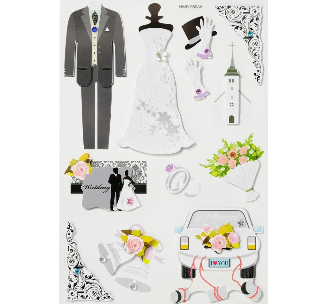HobbyFun Sticker & Klebebänder|Kartengestaltung>3D Sticker "Hochzeit II"