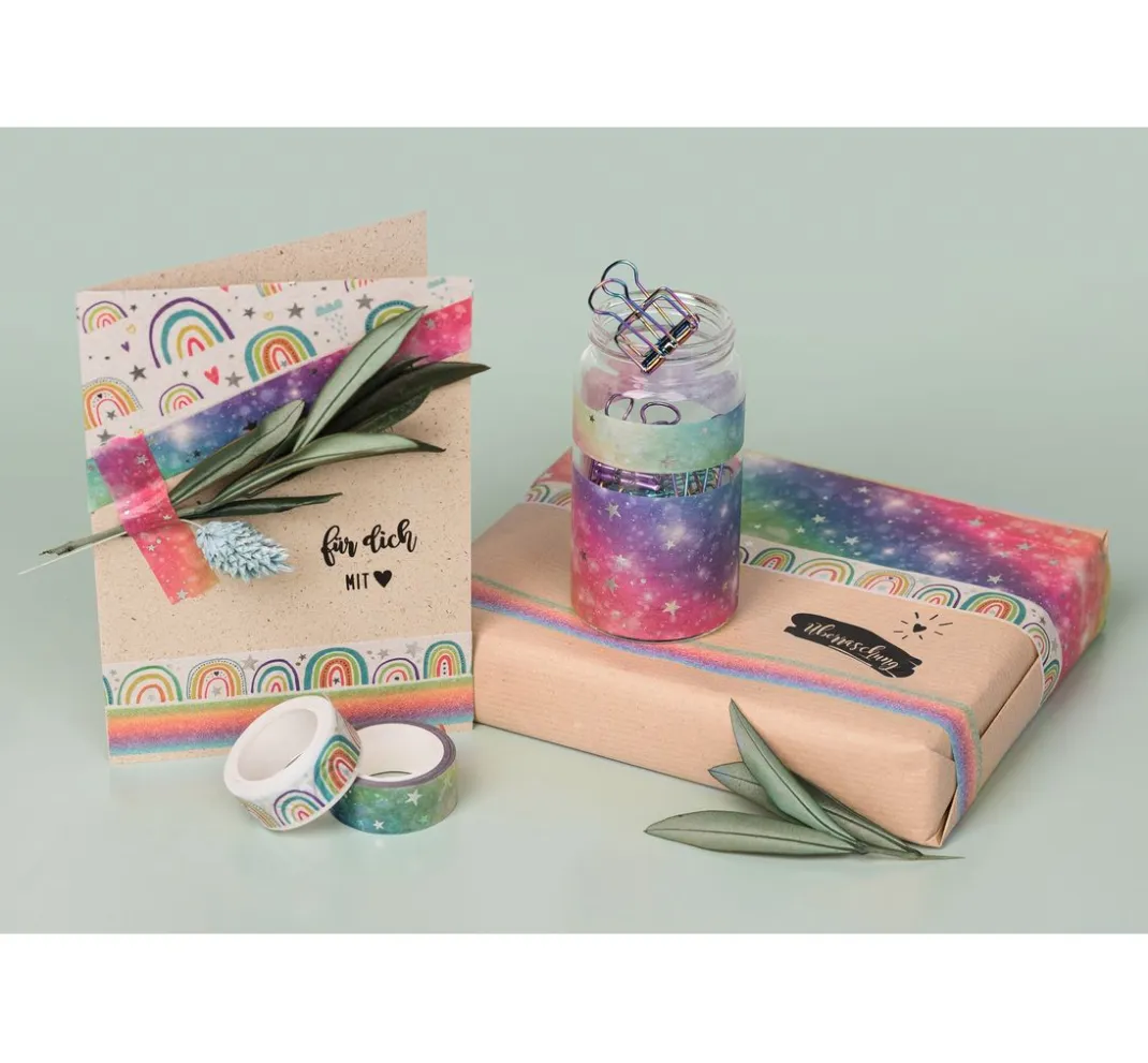 Heyda Masking Tape|Sticker & Klebebänder>Deko Tapes "Pastell Rainbow Glitter"