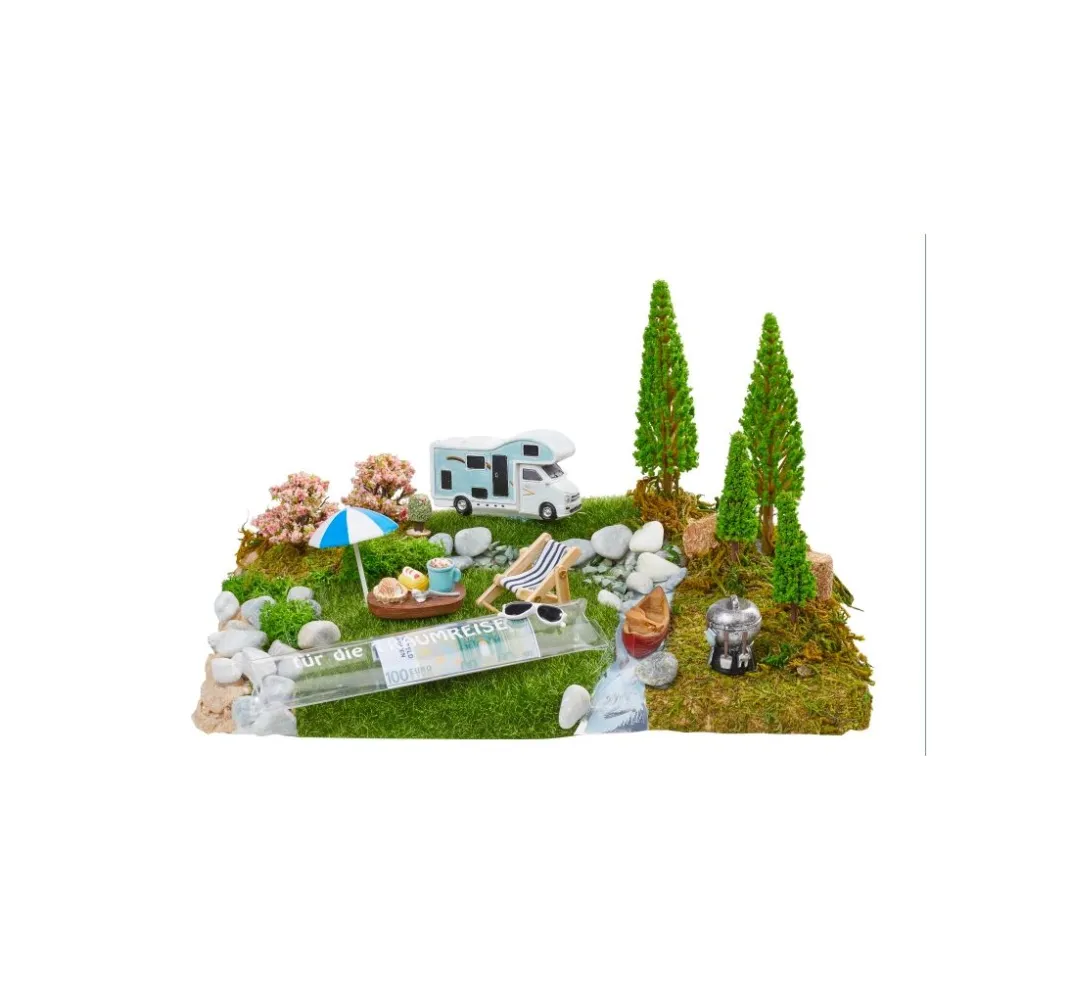HobbyFun Miniaturen|Dekofiguren & -Objekte>Deko-Liegestuhl aus Holz, blau/weiß