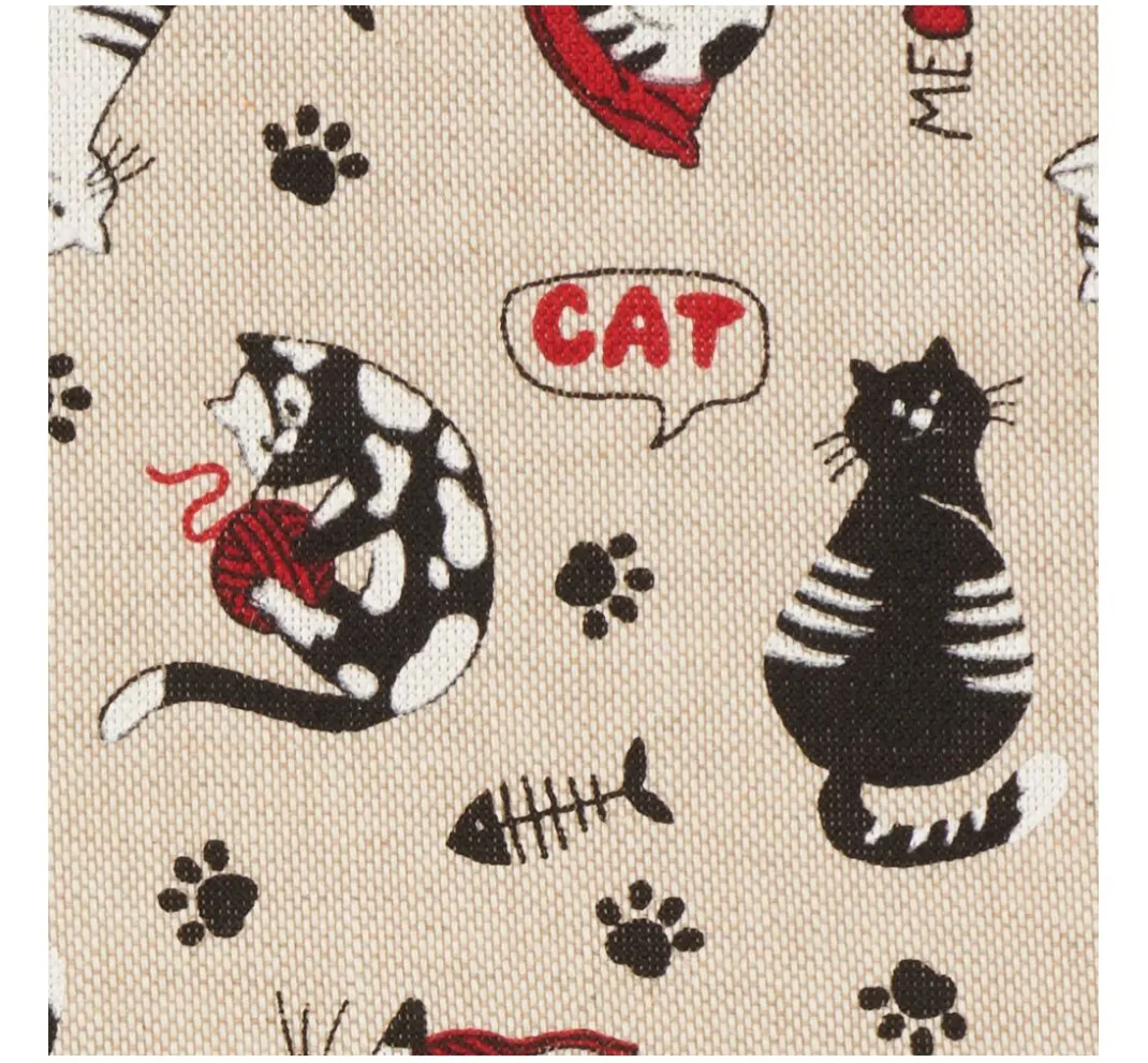VBS Marktplatz Dekostoff|Stoff Meterware>Dekostoff Leinenoptik "Cats"