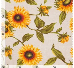 VBS Marktplatz Stoff Meterware|Dekostoff>Dekostoff Leinenoptik "Sonnenblume"