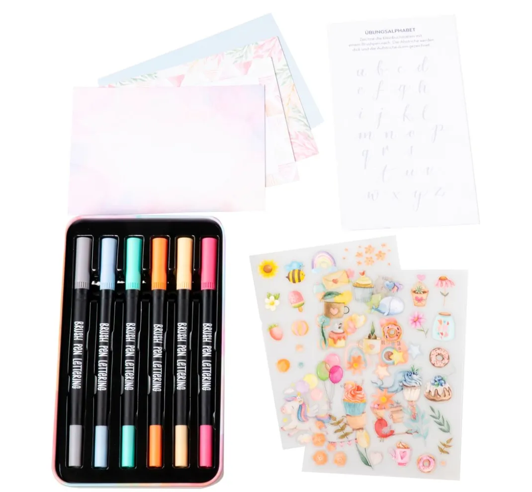 Topp Farbsets|Stifte>Designdose Brush Pen Lettering "Sweet Pastel"
