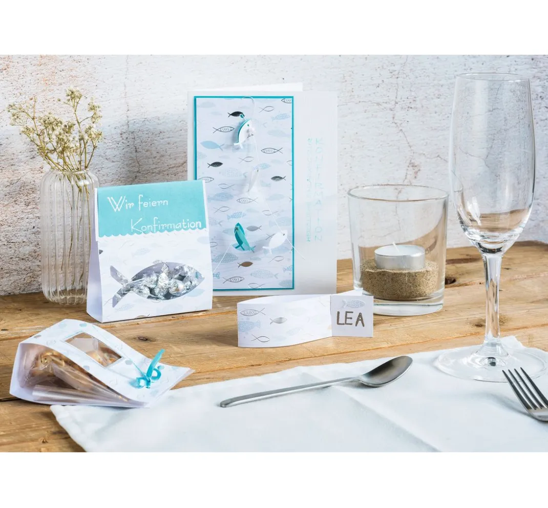 Heyda Tonpapier & Fotokarton|Spezialpapier & -Karton>Designkarton "Hotfoil", Fischschwarm