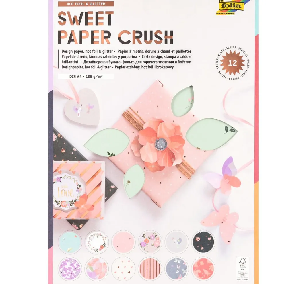 folia Farb- & Motivblöcke>Designpapierblock "Sweet Paper Crush Hotfoil & Glitter"