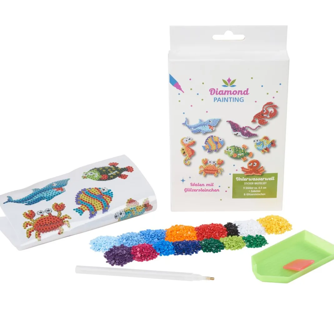 Kinder PRACHT Deko-Bastelsets|Diamond Karten & -Sticker>Diamond Painting Sticker Bastelset "Unterwasserwelt"