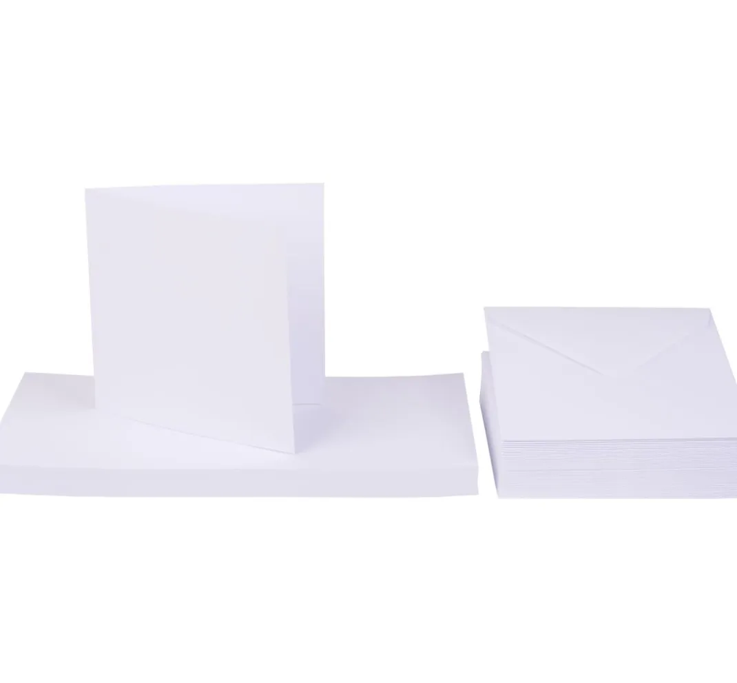Craft UK Limited Kartengestaltung|Karten & Umschläge>Doppelkarten mit Umschlägen "Weiß", 12,5 x 12,5 cm, 50 Stück