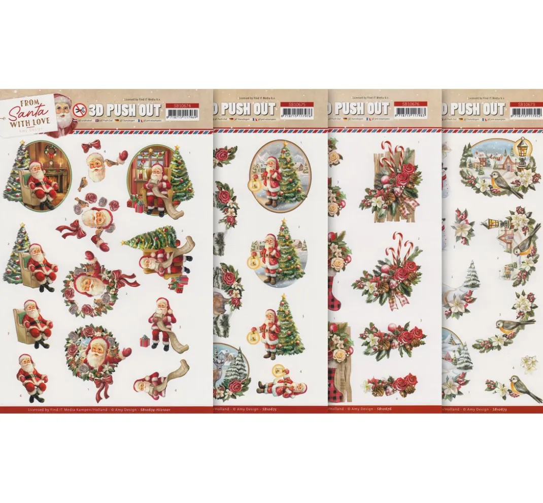 FINDit 3D-Motivbögen|Kartengestaltung>3D-Stanzbogen-Set "From Santa with love"